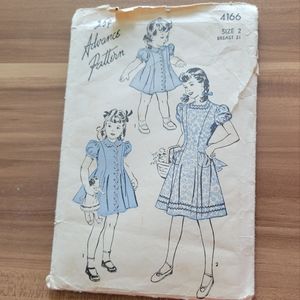 Rare Complete Vintage 1940s Child's Dress Pattern Advance Pattern Co.